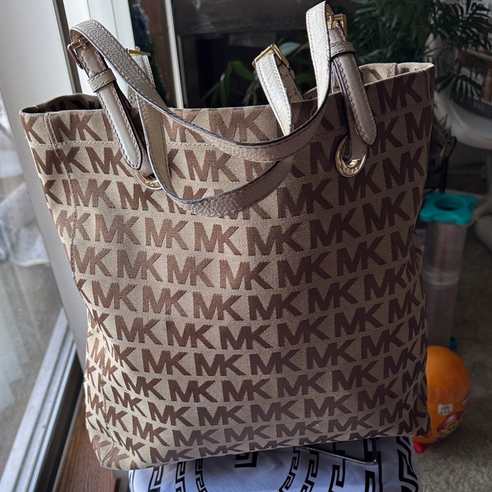 Michael Kors Tan and Brown Logo Tote